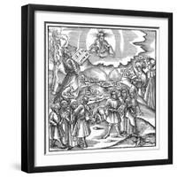 Languages: Moses Receiving from God the Tablets of the Law in Hebrew, 1512-null-Framed Giclee Print