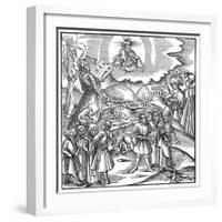 Languages: Moses Receiving from God the Tablets of the Law in Hebrew, 1512-null-Framed Giclee Print