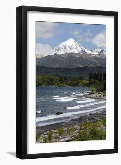 Lanin volcano and Lago Huechulafquen, Lanin National Park, near Junin de los Andes, The Lake Distri-Stuart Black-Framed Photographic Print