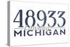 Lansing, Michigan - 48933 Zip Code (Blue)-Lantern Press-Stretched Canvas