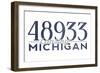 Lansing, Michigan - 48933 Zip Code (Blue)-Lantern Press-Framed Art Print