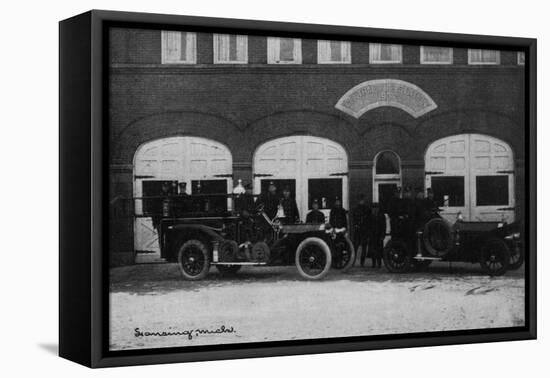 Lansing, Michigan - Central Fire Station Exterior Photo-Lantern Press-Framed Stretched Canvas