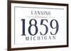 Lansing, Michigan - Established Date (Blue)-Lantern Press-Framed Art Print