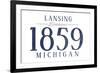 Lansing, Michigan - Established Date (Blue)-Lantern Press-Framed Art Print