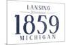 Lansing, Michigan - Established Date (Blue)-Lantern Press-Mounted Art Print