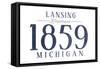 Lansing, Michigan - Established Date (Blue)-Lantern Press-Framed Stretched Canvas