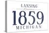 Lansing, Michigan - Established Date (Blue)-Lantern Press-Stretched Canvas