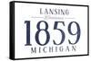 Lansing, Michigan - Established Date (Blue)-Lantern Press-Framed Stretched Canvas