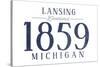 Lansing, Michigan - Established Date (Blue)-Lantern Press-Stretched Canvas