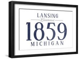 Lansing, Michigan - Established Date (Blue)-Lantern Press-Framed Art Print