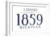 Lansing, Michigan - Established Date (Blue)-Lantern Press-Framed Art Print