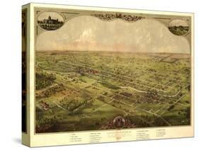 Lansing, Michigan - Panoramic Map-Lantern Press-Stretched Canvas