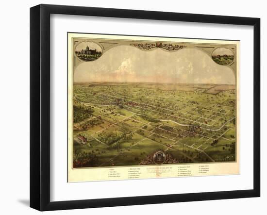 Lansing, Michigan - Panoramic Map-Lantern Press-Framed Art Print