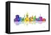 Lansing Michigan Skyline 1-Marlene Watson-Framed Stretched Canvas