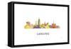 Lansing Michigan Skyline-Marlene Watson-Framed Stretched Canvas