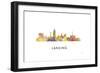 Lansing Michigan Skyline-Marlene Watson-Framed Giclee Print