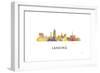 Lansing Michigan Skyline-Marlene Watson-Framed Giclee Print