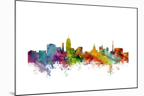 Lansing Michigan Skyline-Michael Tompsett-Mounted Art Print