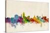 Lansing Michigan Skyline-Michael Tompsett-Stretched Canvas