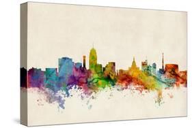 Lansing Michigan Skyline-Michael Tompsett-Stretched Canvas