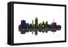 Lansing Michigan Skylines BW 1-Marlene Watson-Framed Stretched Canvas