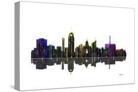 Lansing Michigan Skylines BW 1-Marlene Watson-Stretched Canvas