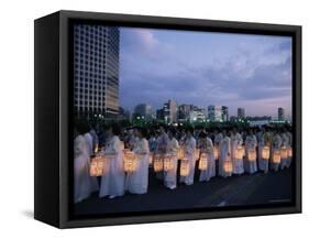 Lantern Parade at Beginning of Buddha's Birthday Evening, Yoido Island, Seoul, Korea-Alain Evrard-Framed Stretched Canvas