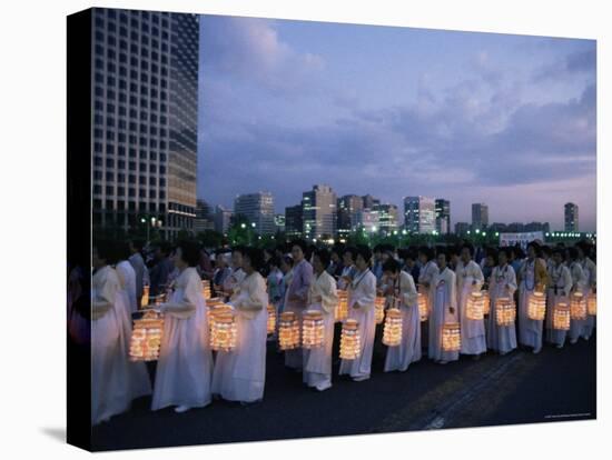 Lantern Parade at Beginning of Buddha's Birthday Evening, Yoido Island, Seoul, Korea-Alain Evrard-Stretched Canvas