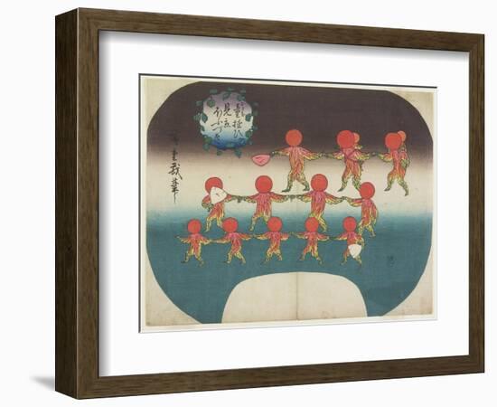 Lantern Plants as Mitate of Children at Play-Utagawa Hiroshige-Framed Giclee Print