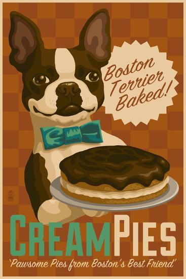 Boston Terrier Retro Cream Pie Ad' Prints Lantern Press