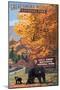 Lantern Press - Great Smoky Mountains National Park, Park Entrance and Bear Family-Trends International-Mounted Poster