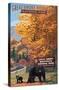 Lantern Press - Great Smoky Mountains National Park, Park Entrance and Bear Family-Trends International-Stretched Canvas