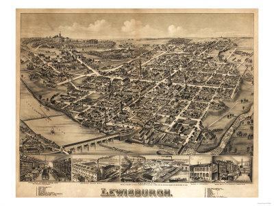 pennsylvania lewisburg panoramic lantern press map posters