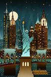 New York City, New York - Retro Skyline (no text)-Lantern Press-Art Print
