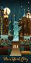 Lantern Press- New York Retro Skyline-Lantern Press-Lamina Framed Poster