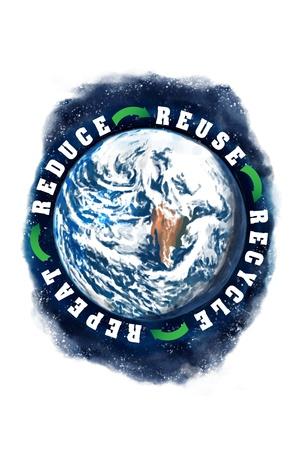 'Reduce, Reuse, Recycle - Earth - Watercolor - Lantern Press Artwork ...