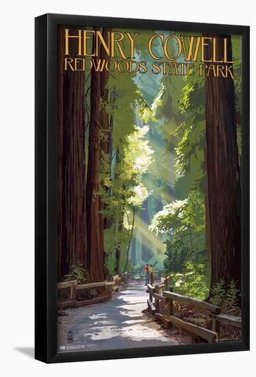 Lantern Press - Redwoods State Park, Henry Cowell, Pathway in Trees-Trends International-Framed Poster