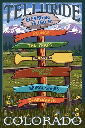 Telluride, Colorado - Signpost - Lantern Press | AllPosters.com