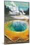 Lantern Press - Yellowstone National Park, Wyoming, Morning Glory Pool-Trends International-Mounted Poster