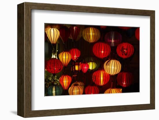 Lantern shop at night, Hoi An, Vietnam-David Wall-Framed Photographic Print