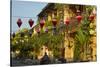 Lanterns and restaurants, Hoi An, Vietnam-David Wall-Stretched Canvas