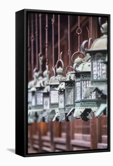 Lanterns at Kasuga Taisha Shrine (Unesco World Heritage Site) at Dusk, Nara, Kansai, Japan-Ian Trower-Framed Stretched Canvas