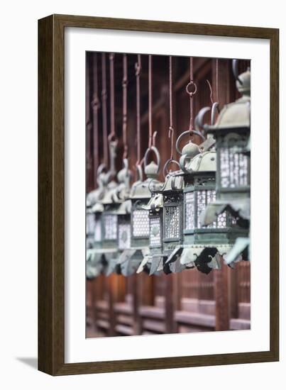 Lanterns at Kasuga Taisha Shrine (Unesco World Heritage Site) at Dusk, Nara, Kansai, Japan-Ian Trower-Framed Photographic Print