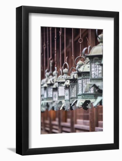 Lanterns at Kasuga Taisha Shrine (Unesco World Heritage Site) at Dusk, Nara, Kansai, Japan-Ian Trower-Framed Photographic Print