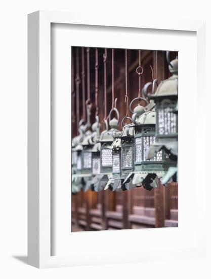 Lanterns at Kasuga Taisha Shrine (Unesco World Heritage Site) at Dusk, Nara, Kansai, Japan-Ian Trower-Framed Photographic Print