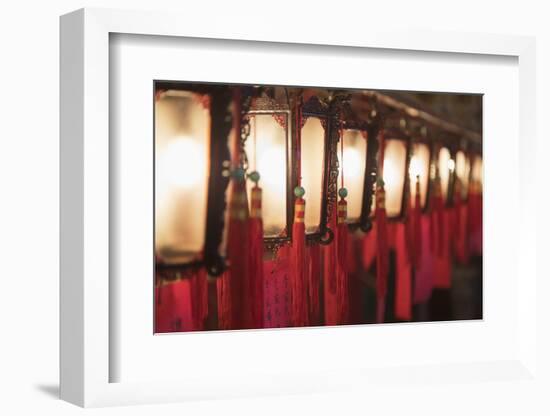 Lanterns at Man Mo Temple, Sheung Wan, Hong Kong Island, Hong Kong, China-Ian Trower-Framed Photographic Print