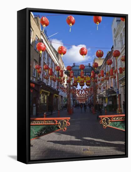 Lanterns Decorate Gerrard Street, Soho During Chinese New Year Celebrations, Chinatown, London-Amanda Hall-Framed Stretched Canvas