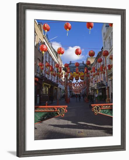 Lanterns Decorate Gerrard Street, Soho During Chinese New Year Celebrations, Chinatown, London-Amanda Hall-Framed Photographic Print