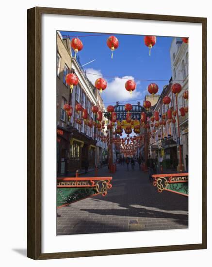 Lanterns Decorate Gerrard Street, Soho During Chinese New Year Celebrations, Chinatown, London-Amanda Hall-Framed Photographic Print