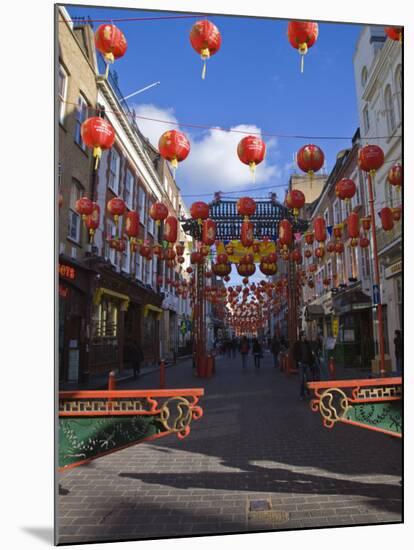 Lanterns Decorate Gerrard Street, Soho During Chinese New Year Celebrations, Chinatown, London-Amanda Hall-Mounted Photographic Print